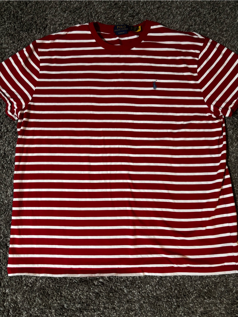 Polo by Ralph Lauren Red & White Striped Crewneck Tee